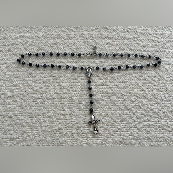 Navy Rosary Choker Necklace - Picture 4 of 5
